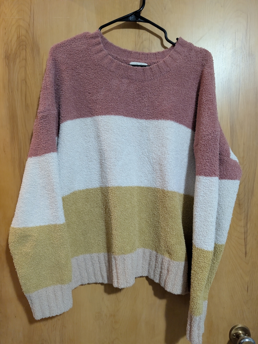 Thread & Supply Ultra Soft Teddy Color Block Sweater - Rose Taupe Butter L